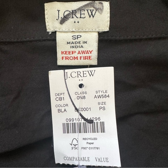 J. Crew Factory Pajama Top Petite Long Sleeve Knit Black White Trim SP NWT New - Picture 6 of 10